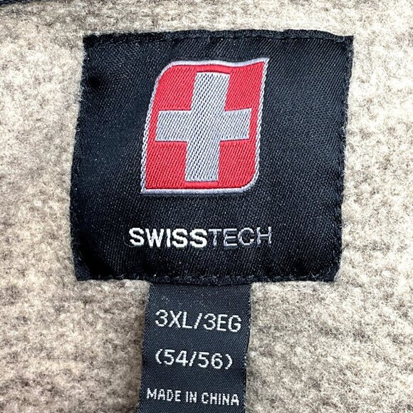 Swiss Tech Men's Sweater Size 3XL Beige 1/4 Zip Pullover Long Sleeve Zip Pocket - Picture 3 of 15